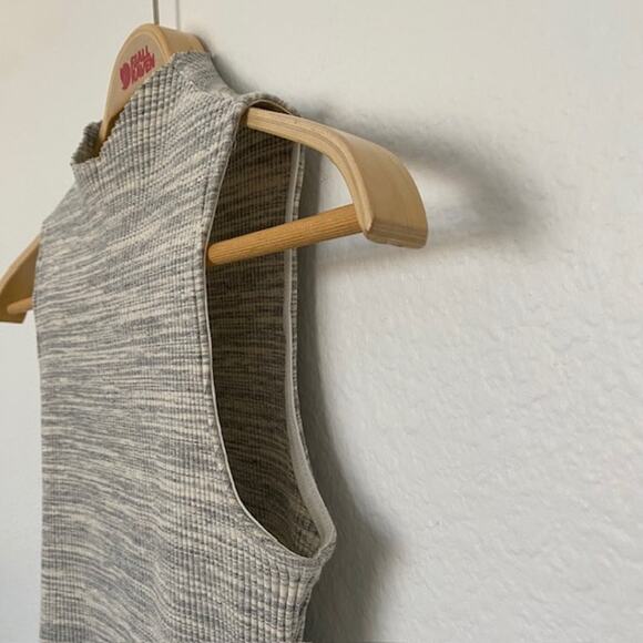 Eri + Ali Anthropologie Cream Gray Heather Ribbed Tank Top Stretch Women's Small - Picture 7 of 10